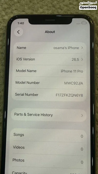 ايفون 11برو Iphone11pro مستعمل،مافيه اي خراب ولا مبدل اي قطعة (غير مفتوح من الداخل كلياً) 4