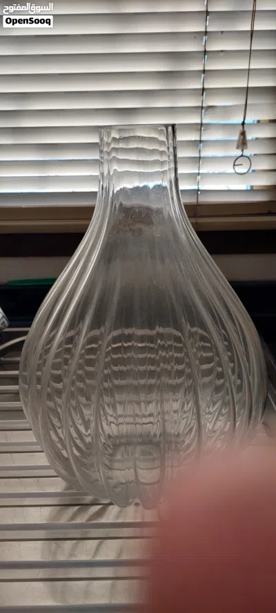 Large Clear Glass Ribbed Fluted Vase 2