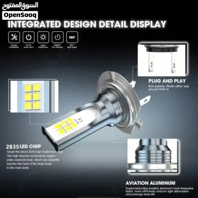 2pcs H7 LED Headlight High Low Beam 4