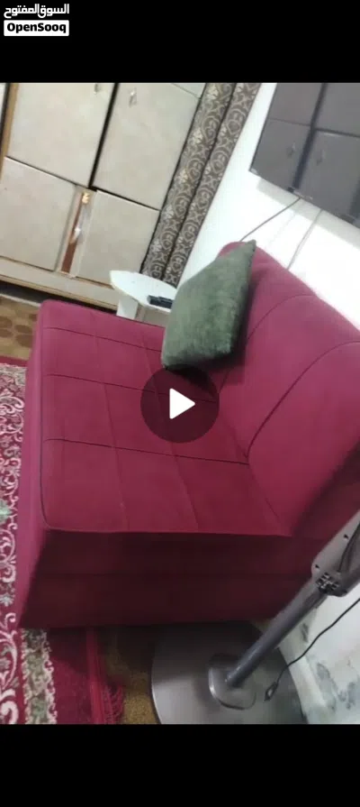 كنب خمس قطع 4 عادي و وحدة زاويه لون خمري ب 115دينار 2