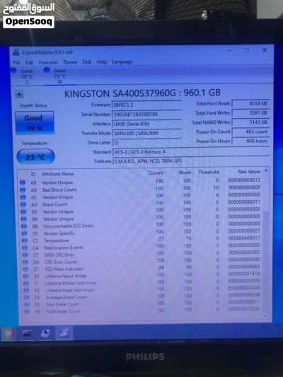 SSD KINGSTON 1TB Health 99% مستعمل استعمال خفيف 3