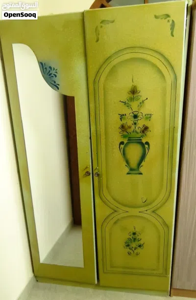 Bed, side table and two door wardrobe 3