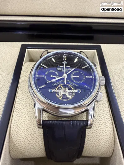 ساعة Patek Philippe فاخرة – توربيون أزرق جلد طبيعي – سوبر ماستر كوالتي VIP 4