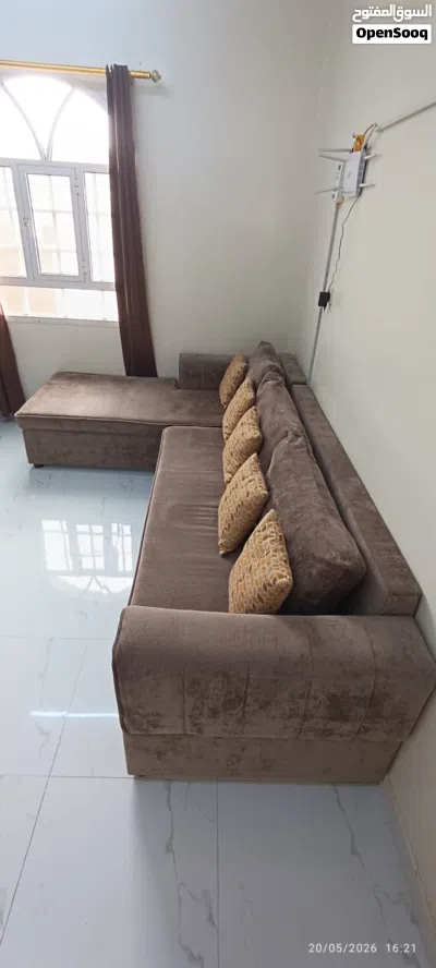 Custom L-Shape Corner Sofa — Dark Mocha Velvet Excellent Condition Sohar 3