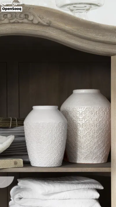 مزهرية سيراميك منقوشة فاخرة Tile Embossed Ceramic Vase 3