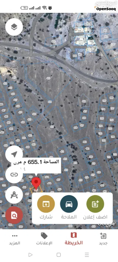 أرض سكنية العامرات موقع ممتاز وادي الرحاب مساحه 654 متر 2