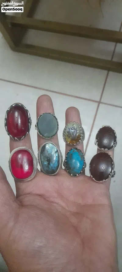 خواتم فضه مطعمه باحجار كريمه اصليه مجوهرات وعقيق جميع الانواع واحجار كريمه مجوهرات وعقيق 4