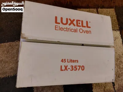 فرن كهرباء جديد بكرتونة مامستعمل نهائي لون ابيض نوع لوكسيل 45 لتر مع صواني عدد (2) 2