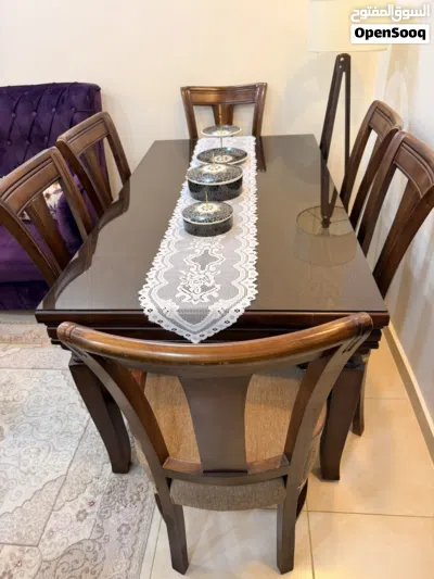 طاولة سفرة خشب زان بالكامل 6 مقاعد 2