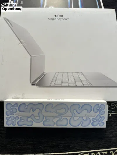 ايباد برو M5 احدث ايباد مقاس 13 inch بطاريه 100% معاه apple Magic Keyboard و apple pencil pro وضمان 4