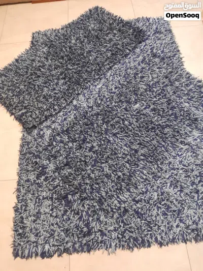 3-Piece Shaggy Blue Carpet Set – Cozy & Stylish طقم سجاد أزرق (3 قطع) – ناعم وعصري 4