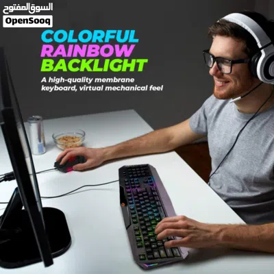 MEETION BACKLIT C-510 RAINBOW GAMING KEYBOARD AND MOUSE COMBO-كيبورد وماوس سلكي قيمينق مضيء ميشن 4