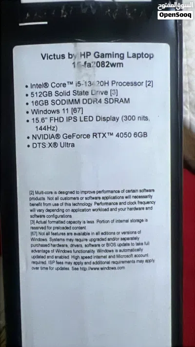 Victus by HP gaming laptop  Intel core i5  16 GB SODIMM  Windows 11 15.6 FHD  NVIDIA GeForce 6GB 4