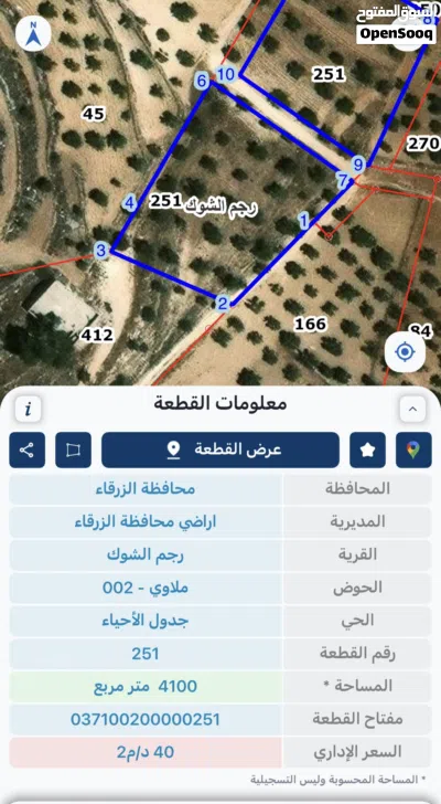 ارض مزروعه زيتون عمر 50 سنه في رجم الشوك مساحة 2241 متر 2