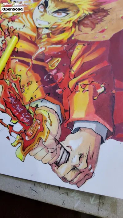 رسمتي لأنمي قاتل الشياطين رسمة واحدة فقط من ابداعي قياس 42×29 cm بسعر 79 الف مع اطار 3