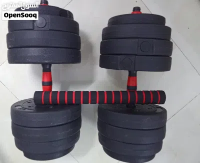2 in 1 dumbbells can also become barbell.one dumbbells is 20 kg and other is 20kg .40kg dumbbells. 2