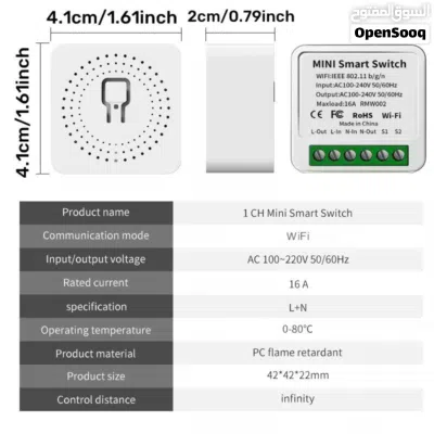 Wifi Smart Light Switch Mini Size 16A Relay Compatible with Alexa Google 2