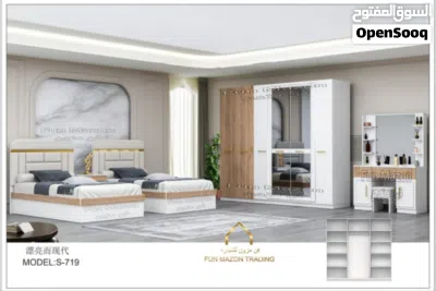 طقم غرفة نوم مكون من 7 قطع، مقاس 120×200 2 Beds Bed Room Set 7pcs 120x200 2