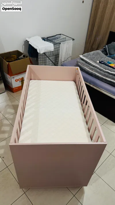 3-in-1 Convertible Baby Crib with Mattress – Full Wooden Like New AED 899 (Negotiable) 3
