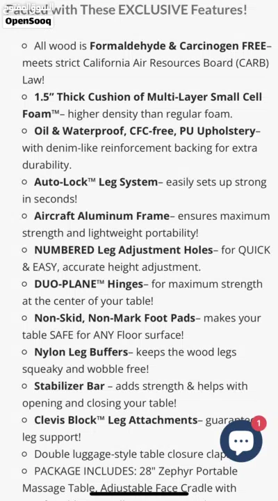 Portable Massage Table - Master 28’’ Black (Brand New) 3
