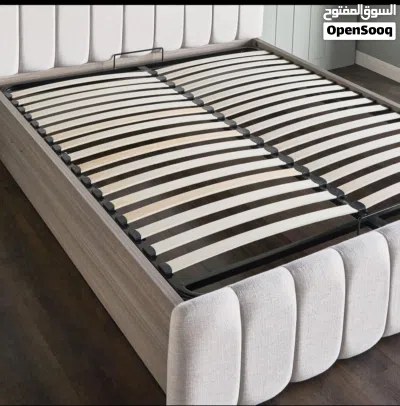 King Bed w/hydraulic 200x180 Dresser & nightstand سرير بوحدة تخزين هيدروليك، 2 طاولة جانبية وتسريحة 2