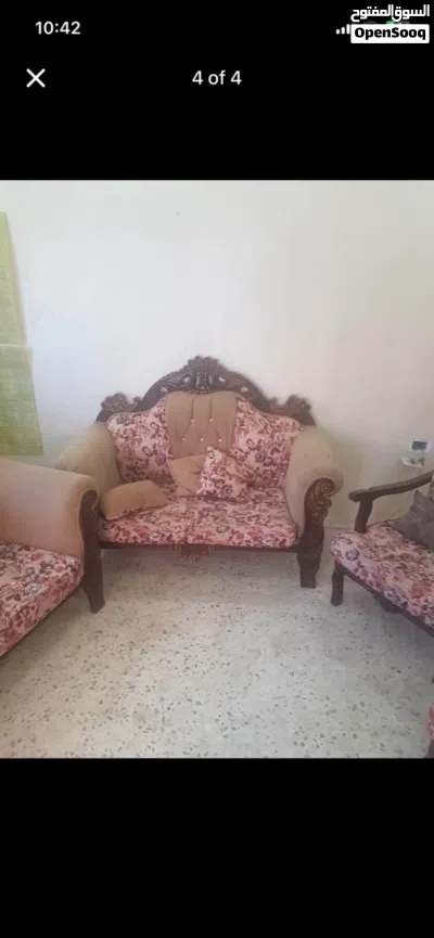 كنب 7 مقاعد خشب زان مستعمل 2