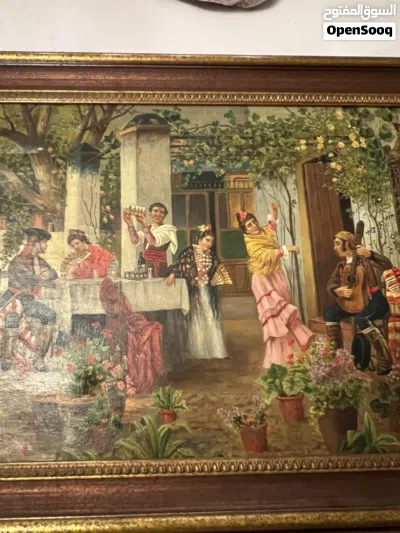 لوحة زيتية أثرية أصلية للفنان الإسباني ريكاردو بروجادا (قرن 19/20) مع إطارها الأصلي Ricardo Brugada 4