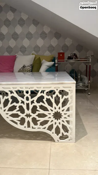 Marble counter top table with wooden stand 3