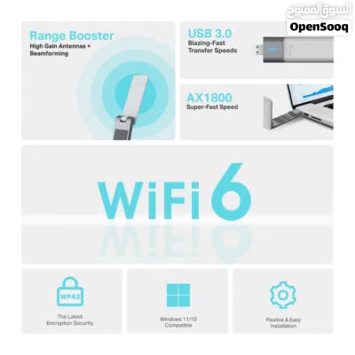 راوتر انترنت تصميم وجودة وأداء عالي Tp-Link Archer Tx50Uh Ax3000 High Gain Wireless USB Adapter 4