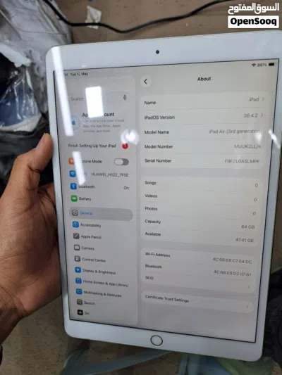 Ipad Air3 64Gb ios 26.6.4 latest school online classes teams all applications support finger no work 2