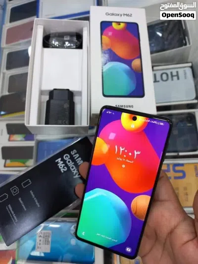 مستعمل Samsung M62 رام 8 واضافه جيجا 128 بطارية 7000 مع كرتونه واغراضة متوفر توصيل 2