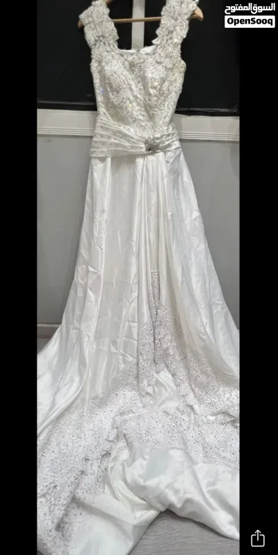 فستان زواج ابيض مستعمل خفيف (بيع مستعجل) 3