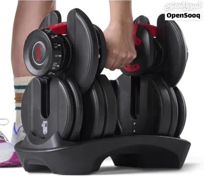 دمبل بأوزان متعدده، 2 كيلو الى 24 كيلو، شبه جديد. BOWFLEX DUMBBELL, SINGLE, ADJUSTABLE 2kg - 24kg 2