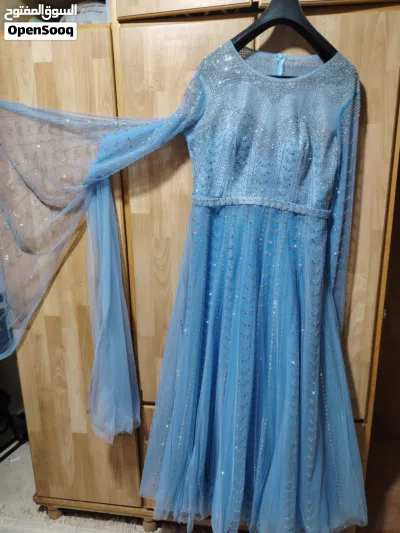 فستان ازرق سماوي مش غامق فاتح 2