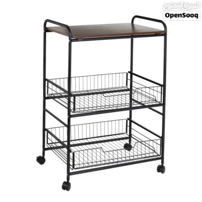 THREE TIER KITCHEN RACK WITH WOOD. 3