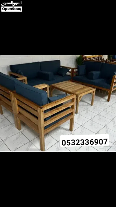 جلسة خارجية مودرن خشب وحديد (طقم جلسة حدائق وترّاس) 2