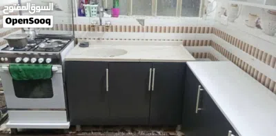 كاونتر خشب تركي mdf متكون من 3 قطع ارضي وملحق مع سنك مرمر تفصال حسب طلبكم للون و الفصال 4