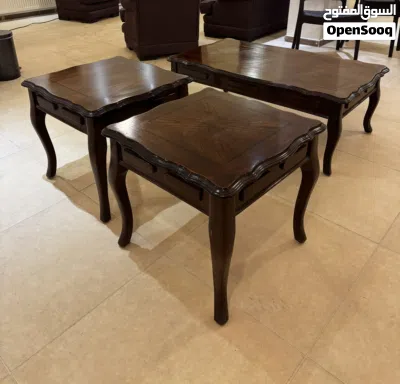طقم طاولة وسط وطربيزتين خشب فاخر 3
