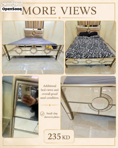 Luxury Mirrored Champagne Gold Bedroom Set 2