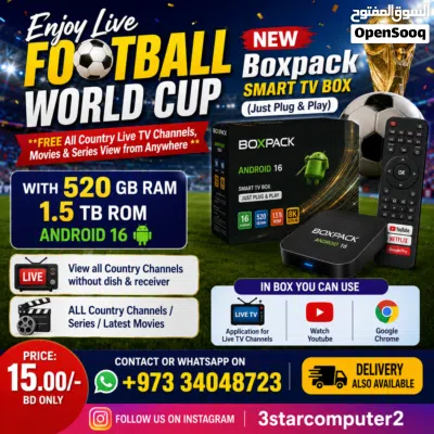 NEW Boxpack Smart TV Box FREE LIVE TV Channels, Movies & Series (Just Plug & Play) Live Football 2