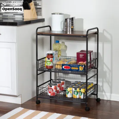 THREE TIER KITCHEN RACK WITH WOOD. 4