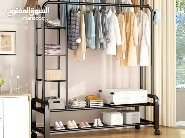 Double Clothes Rack with Shoe Shelves, Storage Boxes & Wheels