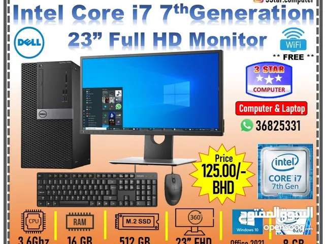 Dell Core i7 7th Gen RAM 16GB SSD 512GB Dell 23"FHD Monitor FREE Wi-Fi 8GB Graphics