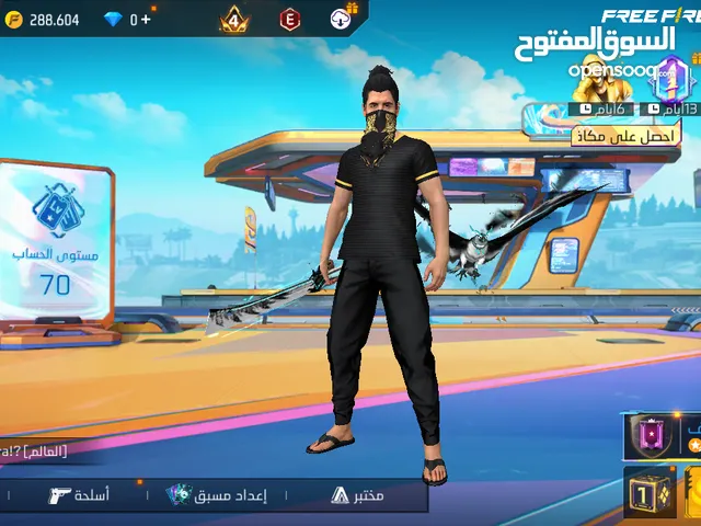 حساب فري فاير لفل 70 قديم من 2019 ومتعوب عليه ب40 دينار فقط