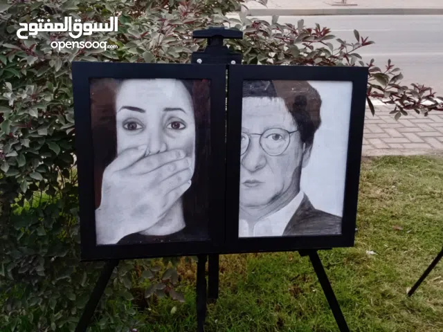 لوحات رسم بالفحم والرصاص قياس A4 20×30 كع اطار زجاج سعر اللوحة 15 الف