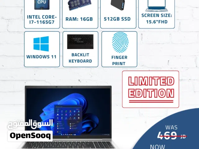 لابتوب اتش بي اي 7 Laptop HP i7-11Gen  16GB 512GB بافضل الاسعار