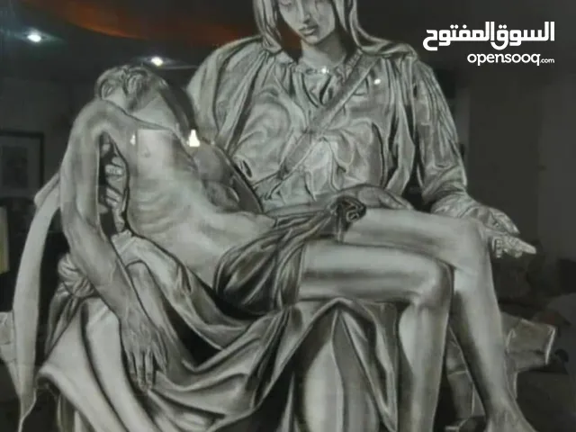 تحفة مقدسة بالأبيض والأسود – “موت المسيح في حضن السيدة مريم” – 120×100 سم