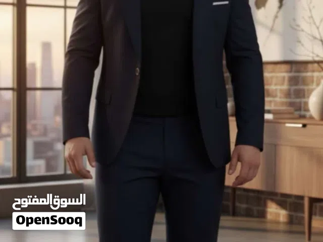 بدلة رسمية لون كحلي من دراوشة شبه جديدة استخدام مرة واحدة للبيع بسعر مغري 30