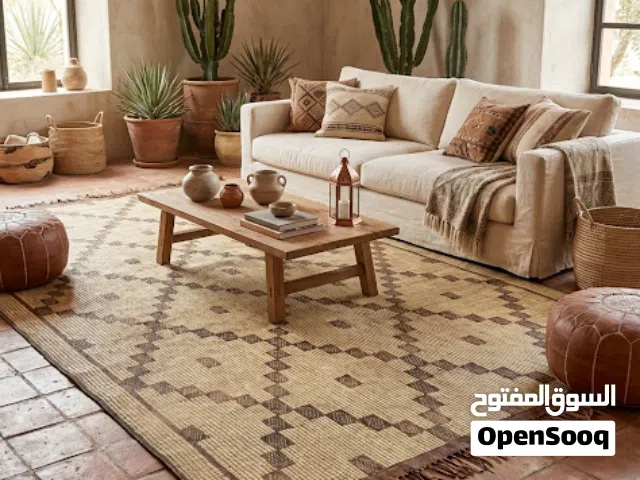 حصيرة الطوارق الأصلية – تحفة يدوية فاخرة من القصب والجلد الطبيعي