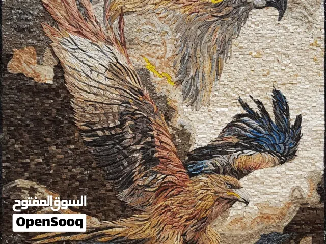 لوحات وارضيات وجدران ومسابح وقارمات وشعارات الموزاييك فن الفسيفساء رسم يدوي بالحجر رسم اي شيء
